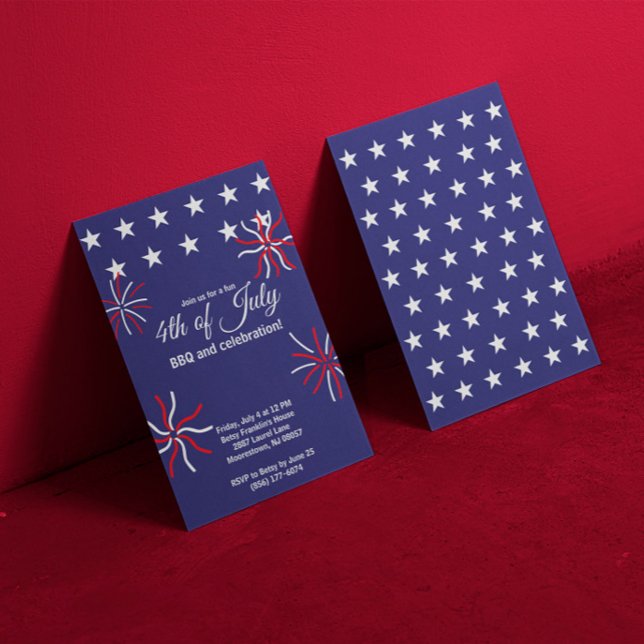 Patriotisk platt grafik 4 juli inbjudningar (Skapare uppladdad)