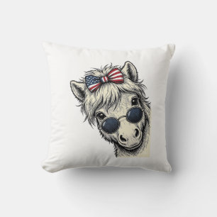 Patriotisk ponny med solglasögon Vintage Vector De Kudde