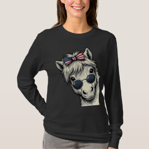 Patriotisk ponny med solglasögon Vintage Vector De T Shirt
