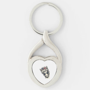 Patriotisk ponny med solglasögon Vintage Vector De Twisted Heart Silverfärgad Nyckelring