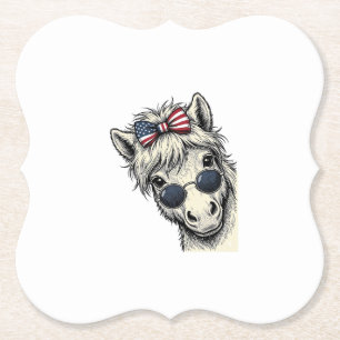 Patriotisk ponny med solglasögon Vintage Vector De Underlägg Papper