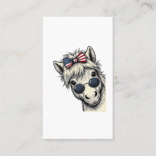 Patriotisk ponny med solglasögon Vintage Vector De Visitkort