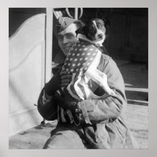 Patriotisk Pooch, tidiga 1900s Poster