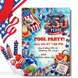 Patriotisk poolparty Amerikansk BBQ-firande Inbjudningar