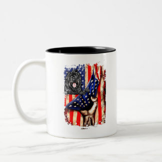 Patriotisk portugisisk Vatten Hund Amerikanska Fla Två-Tonad Mugg