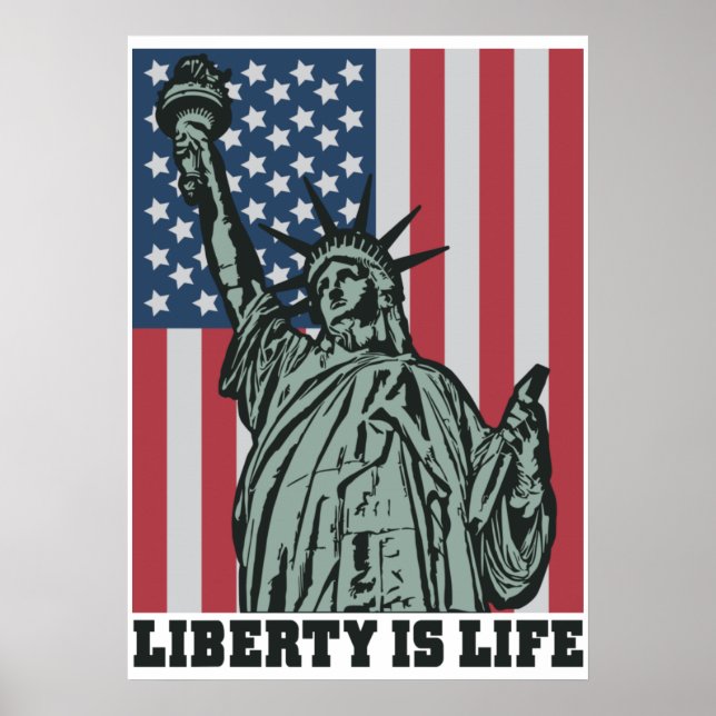 Patriotisk Poster - Frihetsgudinnan - USA-Flagga (Framsidan)