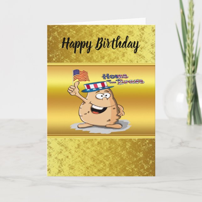 Patriotisk potatis med amerikansk hatt och USA fla Kort (Framsida)