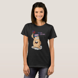 Patriotisk potatis med amerikansk hatt och USA fla Tee Shirt