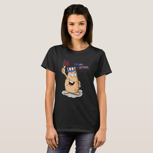 Patriotisk potatis med amerikansk hatt och USA fla Tee Shirt (Hel framsida)