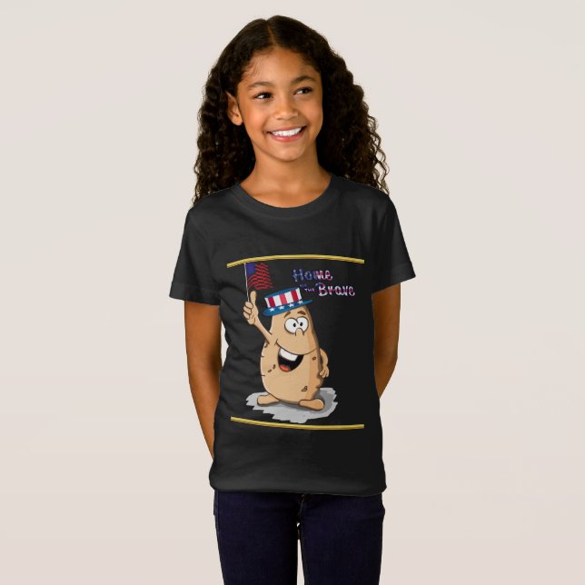 Patriotisk potatis med amerikansk hatt och USA fla Tee Shirt (Hel framsida)
