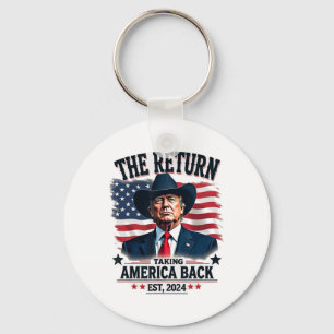 Patriotisk president Donald Trump Cowboyta som tar Nyckelring
