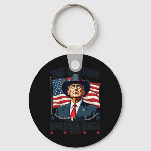 Patriotisk president Donald Trump Cowboyta som tar Nyckelring