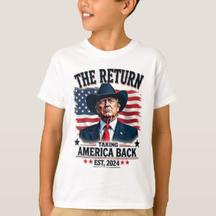 Patriotisk president Donald Trump Cowboyta som tar T Shirt