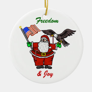 Patriotisk prydnad för Santa anpassadejul Julgransprydnad Keramik