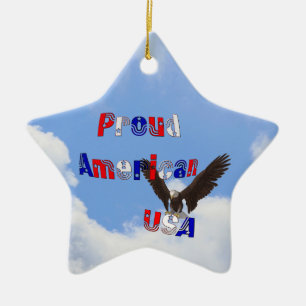 Patriotisk prydnad för stolt amerikanörn julgransprydnad keramik