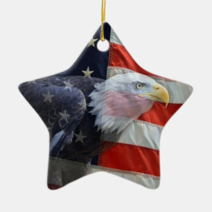Patriotisk prydnad för US-flaggaörn Julgransprydnad Keramik