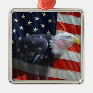 Patriotisk prydnad för US-flaggaörn Julgransprydnad Metall