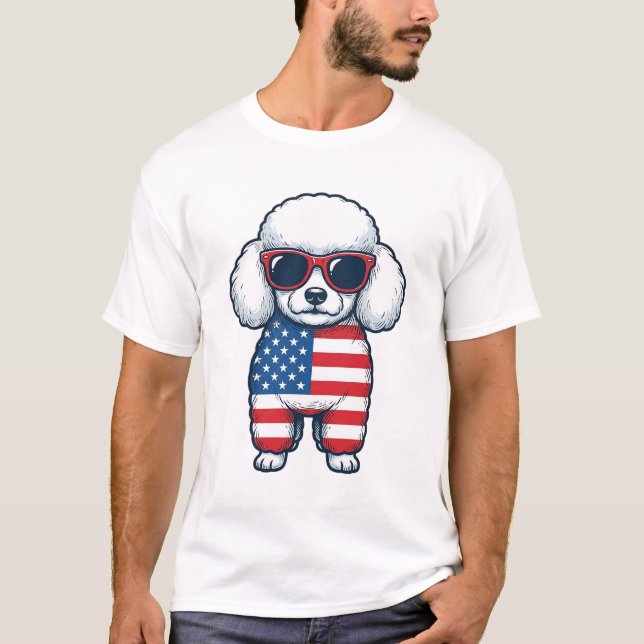 Patriotisk Pudel i Solglasögon Vector Design_1 T Shirt (Framsida)