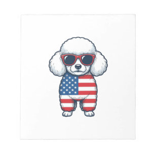 Patriotisk Pudel i Solglasögon Vektor Design_1 Anteckningsblock