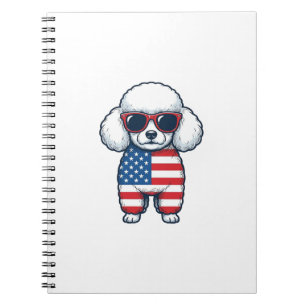 Patriotisk Pudel i Solglasögon Vektor Design_1 Anteckningsbok