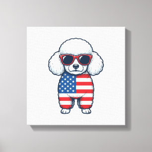 Patriotisk Pudel i Solglasögon Vektor Design_1 Canvastryck