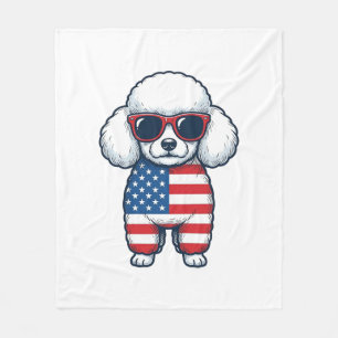 Patriotisk Pudel i Solglasögon Vektor Design_1 Fleecefilt
