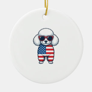 Patriotisk Pudel i Solglasögon Vektor Design_1 Julgransprydnad Keramik