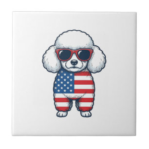 Patriotisk Pudel i Solglasögon Vektor Design_1 Kakelplatta