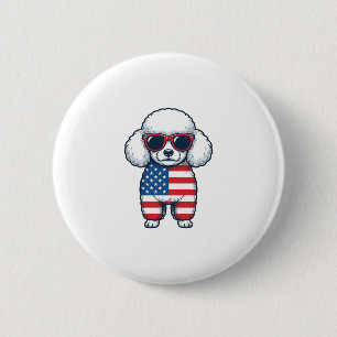 Patriotisk Pudel i Solglasögon Vektor Design_1 Knapp