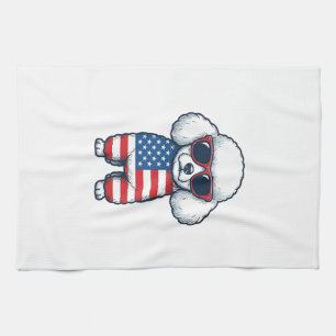 Patriotisk Pudel i Solglasögon Vektor Design_1 Kökshandduk