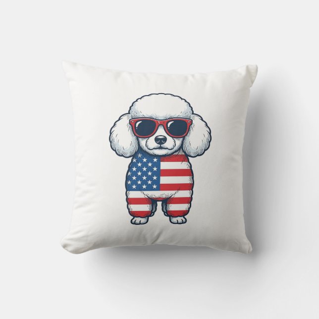Patriotisk Pudel i Solglasögon Vektor Design_1 Kudde (Framsida)