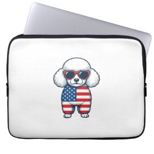 Patriotisk Pudel i Solglasögon Vektor Design_1 Laptop Fodral