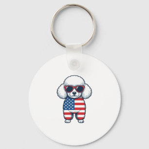 Patriotisk Pudel i Solglasögon Vektor Design_1 Nyckelring