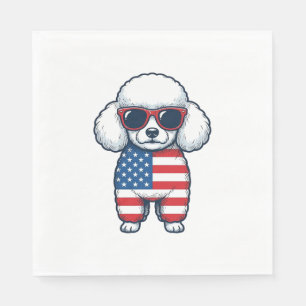 Patriotisk Pudel i Solglasögon Vektor Design_1 Pappersservett