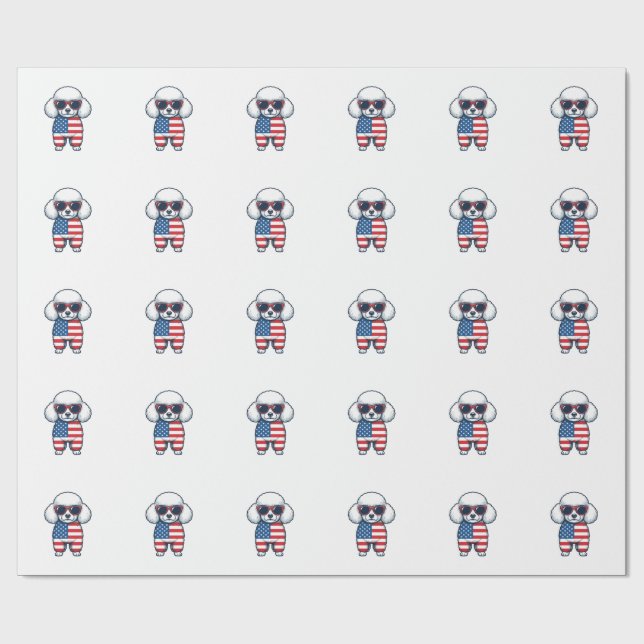 Patriotisk Pudel i Solglasögon Vektor Design_1 Presentpapper (Platt)