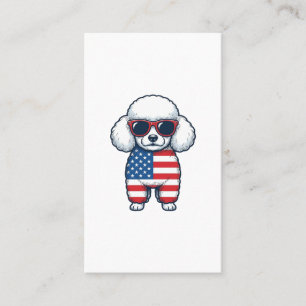 Patriotisk Pudel i Solglasögon Vektor Design_1 Visitkort