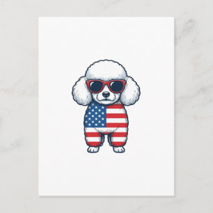 Patriotisk Pudel i Solglasögon Vektor Design_1 Vykort