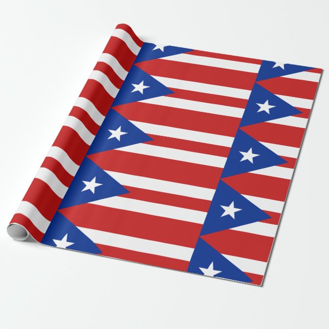 Patriotisk Puerto Rico Flagga Mönstrad Presentpapper (Utrullad)