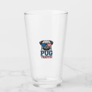 Patriotisk Pug Vintage Gravyr Tröja Design_1 Glaskopp