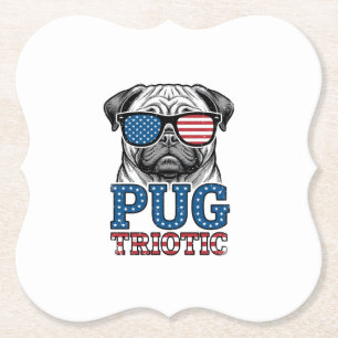 Patriotisk Pug Vintage Gravyr Tröja Design_1 Underlägg Papper
