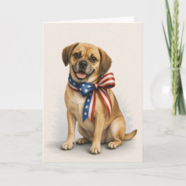 Patriotisk Puggle Hund Välkomstkort Kort