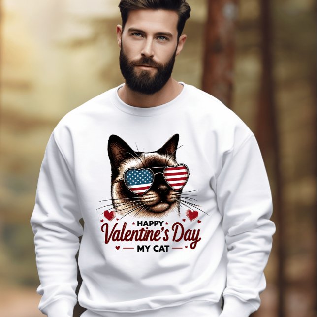Patriotisk purration: Alla hjärtans dag Katt Lång Ärmad Tröja (Skapare uppladdad)