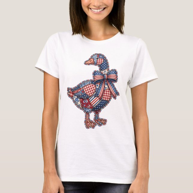 Patriotisk Quiltad Gås T Shirt (Framsida)