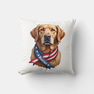 Patriotisk räddning av Golden Retriever Vintage T- Kudde