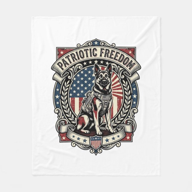Patriotisk räddningshund fleecefilt (Framsidan)