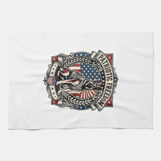 Patriotisk Räddningshund Kökshandduk (Horisontell)