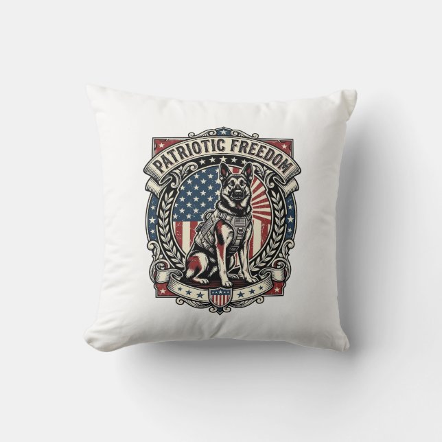 Patriotisk räddningshund kudde (Framsida)