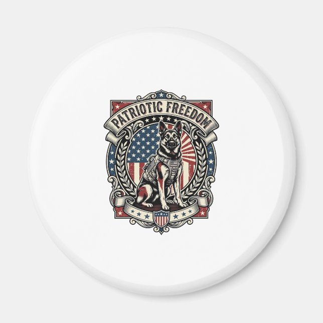Patriotisk räddningshund magnet (Framsidan)