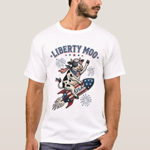 Patriotisk Raketko Vintage Gravyr T-Shirt