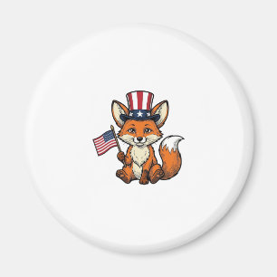 Patriotisk Räv Vintage Gravyr T-Shirt Design_1 Magnet